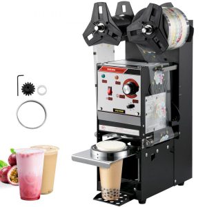 Beverage Equipment | Semi-automatic Cup Sealing Machine, 300-500 Cup/h Tea Cup Sealer Machine, Black Boba Cup Sealer Machine, 90/95mm Cup Diameter Boba Cup Sealing Machine with Control Panel for Bubble Milk Tea Black Beverage Equipment Beverage Equipment