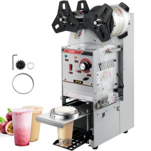 Beverage Equipment | Semi-automatic Cup Sealing Machine, 300-500 Cup/h Tea Cup Sealer Machine, Silver Boba Cup Sealer Machine, 90/95mm Cup Diameter Boba Cup Sealing Machine with Control Panel for Bubble Milk Tea Silver Beverage Equipment Beverage Equipment