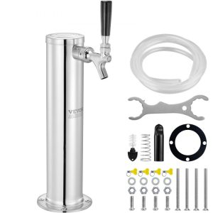 Beverage Equipment | Single Faucet Draft Beer Tower Dispenser, Stainless Steel Keg Beer Tower, Kegerator Tower Kit with Pre-Assembled Tubing and Self-Closing Faucet Shank for Party, Bar, Pub, Restaurant Beverage Equipment Beverage Equipment