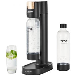 Beverage Equipment | Sparkling Water Maker, Soda Maker Machine for Home Carbonating, Seltzer Water Starter Kit with 2 BPA-free 1L PET Bottles, Compatible with Mainstream Screw-in 60L CO2 Cylinder(NOT Included) Black Beverage Equipment Beverage Equipment