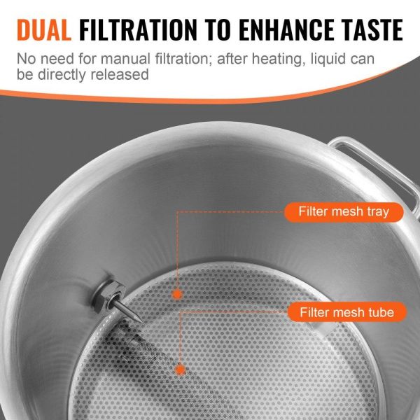 Beverage Equipment | Stainless Steel Kettle, 16 GALLON Brewing Pot, Tri Ply Bottom for Beer, Brew Kettle Pot, Home Brewing Supplies Includes Lid, Handle, Thermometer, Ball Valve Spigot, Filter, Filter Tray Beverage Equipment Beverage Equipment