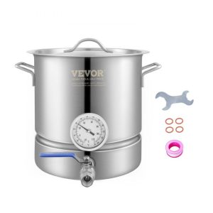 Beverage Equipment | Stainless Steel Kettle, 5 GALLON Brewing Pot, Tri Ply Bottom for Beer, Brew Kettle Pot for Beer Brewing, Home Brewing Supplies Includes Lid, Handle, Thermometer, Ball Valve Spigot Beverage Equipment Beverage Equipment