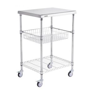 Carts | 3-Tier Utility Cart Rolling Cart on Wheels 24″x20″x36.6″ 470 LBS 6 Hooks Carts Carts