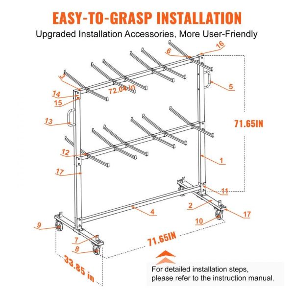 Carts | Folding Chair Cart, Double Layer Mobile Stackable Chair Dolly, Storage Rack Trolley with 530 Lbs Capacity to Store 84 Chairs, Heavy Duty Iron Chairs Holder with 4 Casters, 2 Elastic Cords, Cover Carts Carts