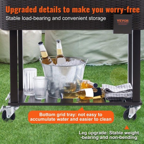 Carts | Rolling Ice Chest Cooler Cart 80 Quart, Portable Bar Drink Cooler, Beverage Bar Stand Up Cooler with Wheels, Bottle Opener, Handles for Patio Backyard Party Pool, Wooden Rattan Accent, Brown Carts Carts