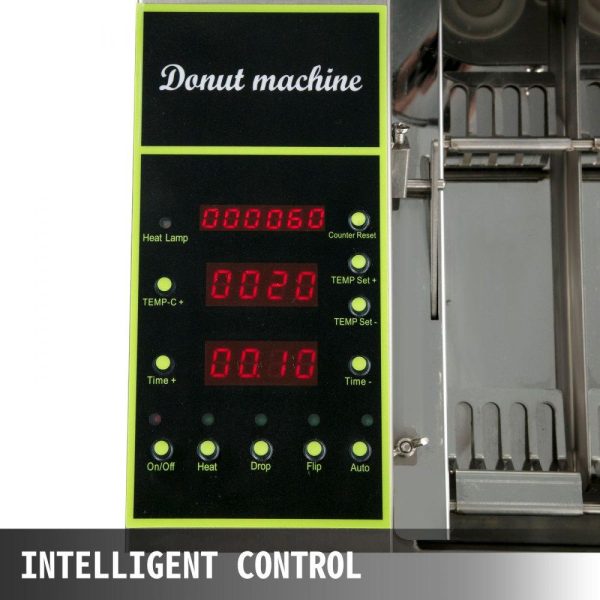 Cooking Equipment | 110V Commercial Automatic Donut Making Machine, 4 Rows Auto Doughnut Maker with 5.5L Hopper, Adjustable Thickness Fryer, Intelligent Control Panel, 304 Stainless Steel, Silver Cooking Equipment Cooking Equipment