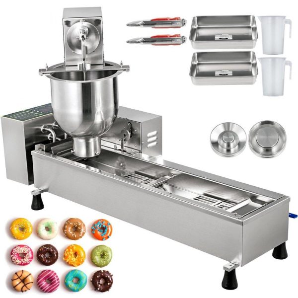 Cooking Equipment | 110V Commercial Automatic Donut Making Machine, Single Row Auto Doughnut Maker, 7L Hopper Donut Maker with 3 Sizes Molds, Doughnut Fryer, 304 Stainless Steel Auto Donut Cooking Equipment Cooking Equipment