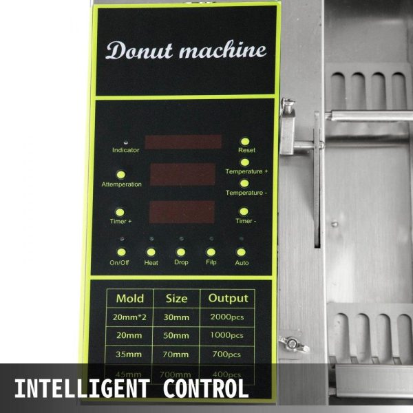 Cooking Equipment | 110V Commercial Automatic Donut Making Machine, Single Row Auto Doughnut Maker, 7L Hopper Donut Maker with 3 Sizes Molds, Doughnut Fryer, 304 Stainless Steel Auto Donut Cooking Equipment Cooking Equipment