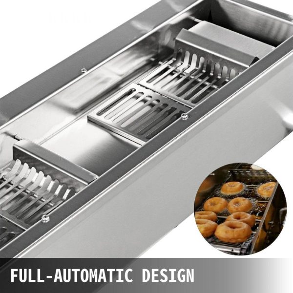 Cooking Equipment | 110V Commercial Automatic Donut Making Machine, Single Row Auto Doughnut Maker, 7L Hopper Donut Maker with 3 Sizes Molds, Doughnut Fryer, 304 Stainless Steel Auto Donut Cooking Equipment Cooking Equipment