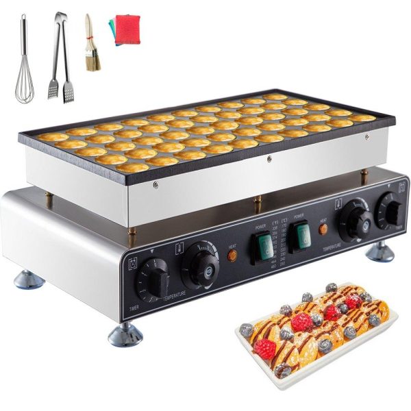 Cooking Equipment | 110V Mini Dutch Pancake Baker 50PCS 1700W Commercial Electric Nonstick Waffle Maker Machine 1.8 Inches for Home and Restaurants Cooking Equipment Cooking Equipment