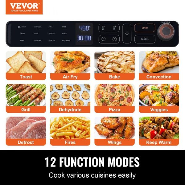 Cooking Equipment | 12-IN-1 Air Fryer Toaster Oven, 25L Convection Oven, 1700W Stainless Steel Toaster Ovens Countertop Combo with Grill, Pizza Pan, Gloves, 12 Slices Toast, 12-inch Pizza, Home and Commercial Use Cooking Equipment Cooking Equipment