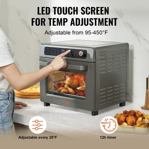 Cooking Equipment | 12-IN-1 Air Fryer Toaster Oven, 25L Convection Oven, 1700W Stainless Steel Toaster Ovens Countertop Combo with Grill, Pizza Pan, Gloves, 12 Slices Toast, 12-inch Pizza, Home and Commercial Use Cooking Equipment Cooking Equipment