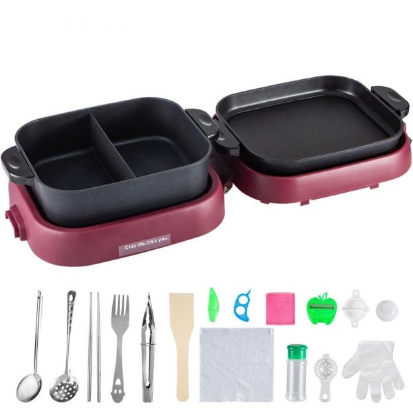 Cooking Equipment | 2 in 1 Electric BBQ Pan Grill Hot Pot Foldable Hot Pot BBQ Grill 2100W Cooking Equipment Cooking Equipment