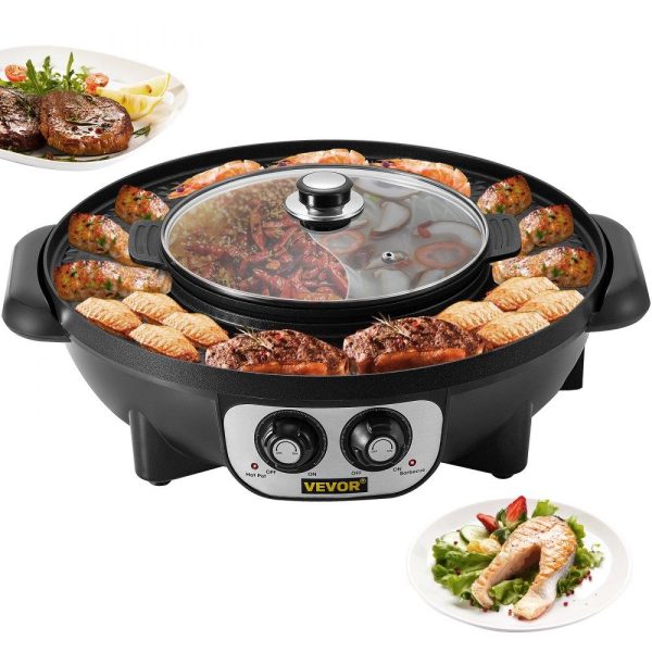 Cooking Equipment | 2 in 1 Electric BBQ Pan Grill Hot Pot Portable Hot Pot BBQ Grill 2200W Cooking Equipment Cooking Equipment