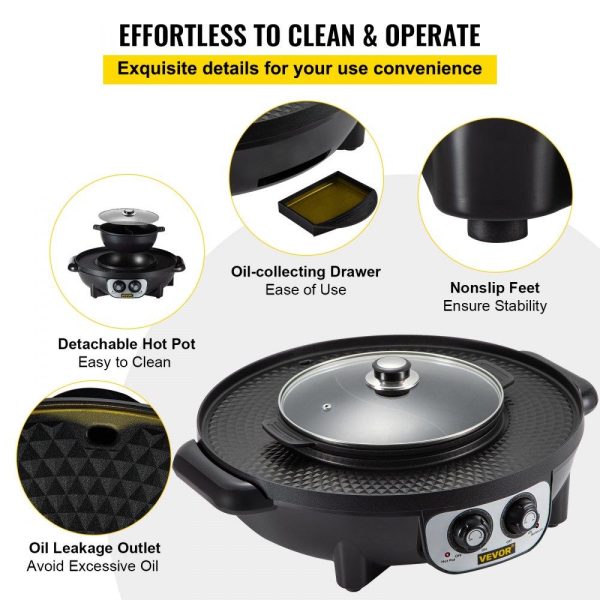 Cooking Equipment | 2 in 1 Electric BBQ Pan Grill Hot Pot Portable Hot Pot BBQ Grill 2200W Cooking Equipment Cooking Equipment