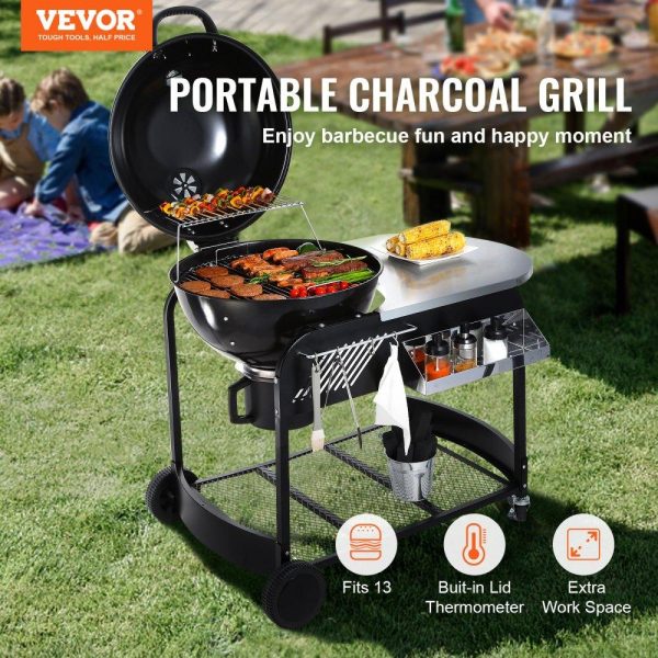 Cooking Equipment | 21 inch Kettle Charcoal Grill BBQ Portable Grill with Cart Outdoor Cooking Cooking Equipment Cooking Equipment