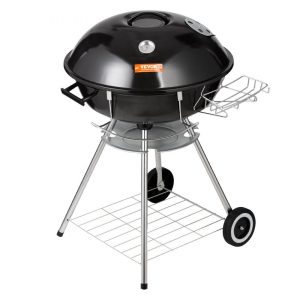 Cooking Equipment | 22 inch Kettle Charcoal Grill, Premium Kettle Grill with Wheels and Cover, Porcelain-Enameled Lid and Ash Catcher & Thermometer for BBQ, Round Barbecue Grill Outdoor Cooking, Picnic, Patio and Backyard Cooking Equipment Cooking Equipment