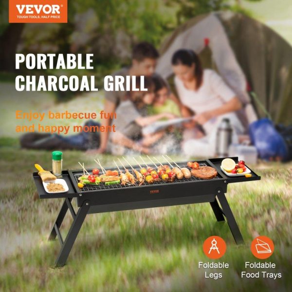 Cooking Equipment | 23 inch Portable Charcoal Grill, Flat Top Propane Gas Grills, Compact Foldable Grill, Heavy Duty Steel BBQ Grill, Mini Smoker for Travel, Outdoor Cooking, Barbecue Camping, Picnic, Patio Black Cooking Equipment Cooking Equipment