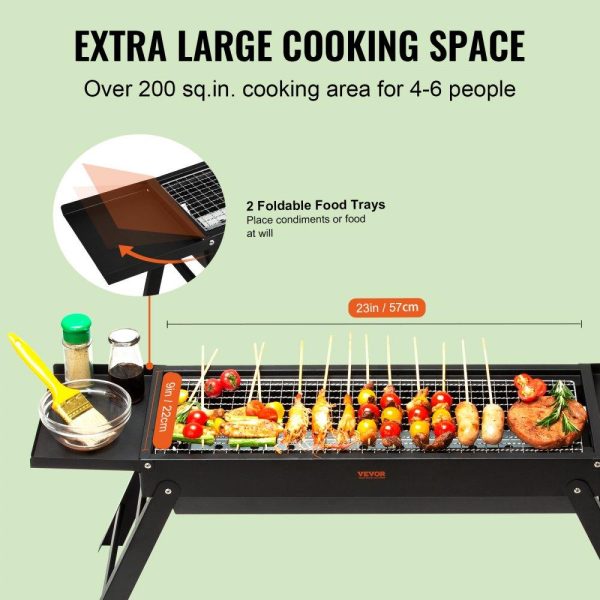 Cooking Equipment | 23 inch Portable Charcoal Grill, Flat Top Propane Gas Grills, Compact Foldable Grill, Heavy Duty Steel BBQ Grill, Mini Smoker for Travel, Outdoor Cooking, Barbecue Camping, Picnic, Patio Black Cooking Equipment Cooking Equipment