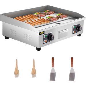 Cooking Equipment | 29″ Commercial Electric Griddle 110V 3000W Electric Countertop Griddle Non-Stick Restaurant Teppanyaki Flat Top Grill Stainless Steel Adjustable Temperature Control 122°F-572°F (NO PLUG) Cooking Equipment Cooking Equipment