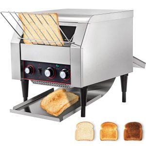 Cooking Equipment | 300 Slices/Hour Commercial Conveyor Toaster,2200W Stainless Steel Heavy Duty Industrial Toasters w/ Double Heating Tubes,Countertop Electric Restaurant Equipment for Bun Bagel Bread Baked Food Cooking Equipment Cooking Equipment