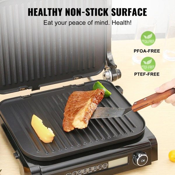 Cooking Equipment | 7 IN 1 Commercial Electric Griddle, 14.4″ 1800W Indoor Countertop Grill, Stainless Steel Restaurant Teppanyaki Grill with Non Stick Iron Cooking Plate, 0-446℉ Adjustable Temp Control 110V Cooking Equipment Cooking Equipment