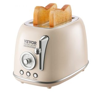 Cooking Equipment | Brushed Stainless Steel Toaster, 2 Slice, 825W 1.5” Extra Wide Slots Toaster with Removable Crumb Tray 5 Browning Levels, Cancel Defrost and Bagel Functions for Toasting Bread Bagel Waffle Beige Cooking Equipment Beige