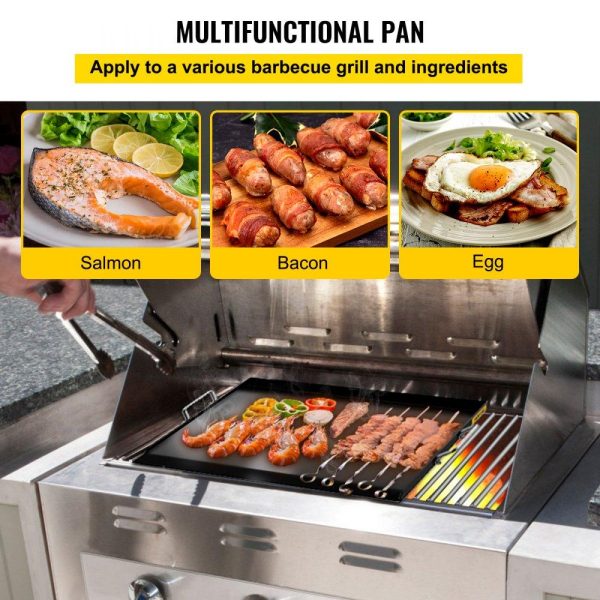 Cooking Equipment | Carbon Steel Griddle, 16″ x 24″ Griddle Flat Top Plate, Griddle for BBQ Charcoal/Gas Gril with 2 Handles, Rectangular Flat Top Grill with Extra Drain Hole for Tailgating and Parties Cooking Equipment Cooking Equipment