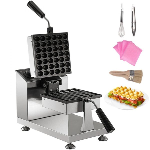 Cooking Equipment | Commercial Bubble Waffle Maker, 8″ Square Mould, 1200W Egg Bubble Puff Iron w/ 360°Rotatable 2 Pans & Bent Handles, Stainless Steel Baker w/ Non-Stick Teflon Coating, 50-300℃/122-572℉ Adjustable Cooking Equipment Cooking Equipment