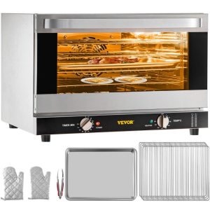 Cooking Equipment | Commercial Convection Oven, 47L/43Qt, Half-Size Conventional Oven Countertop, 1600W 4-Tier Toaster w/ Front Glass Door, Electric Baking Oven w/ Trays Wire Racks Clip Gloves, 120V, ETL Listed Cooking Equipment Cooking Equipment