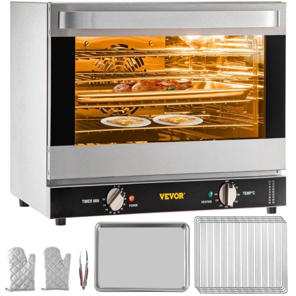 Cooking Equipment | Commercial Convection Oven, 66L/60Qt, Half-Size Conventional Oven Countertop, 1800W 4-Tier Toaster w/ Front Glass Door, Electric Baking Oven w/ Trays Wire Racks Clip Gloves, 120V, ETL Listed Cooking Equipment Cooking Equipment