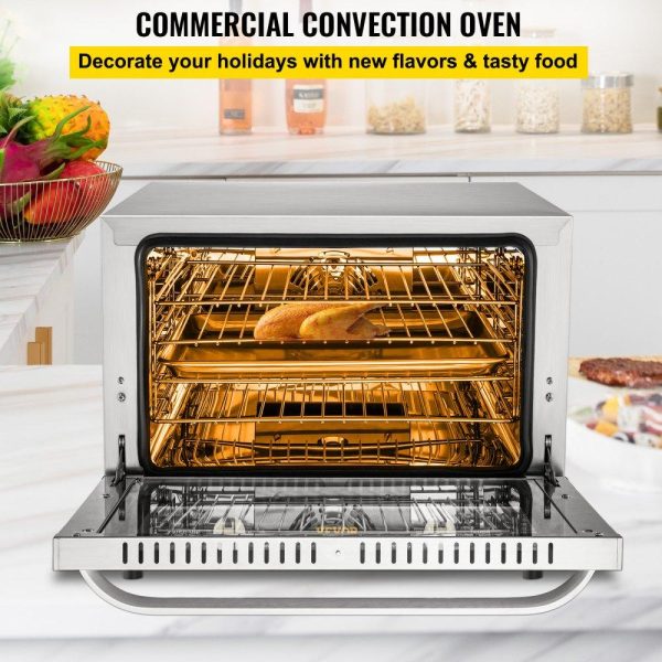 Cooking Equipment | Commercial Convection Oven, 66L/60Qt, Half-Size Conventional Oven Countertop, 1800W 4-Tier Toaster w/ Front Glass Door, Electric Baking Oven w/ Trays Wire Racks Clip Gloves, 120V, ETL Listed Cooking Equipment Cooking Equipment