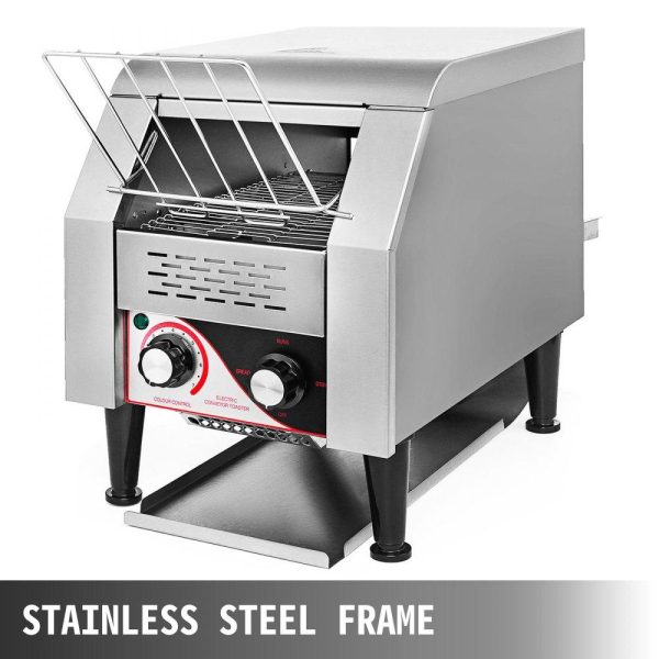 Cooking Equipment | Commercial Conveyor Toaster, 150 Slices / Hour, 1340W Stainless Steel Heavy Duty Industrial Toasters w/ 7 Speed Options, Countertop Electric Restaurant Equipment for Bun Bagel Bread Baked Food Cooking Equipment Cooking Equipment