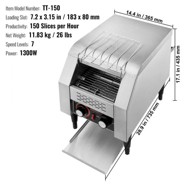 Cooking Equipment | Commercial Conveyor Toaster, 150 Slices/Hour Conveyor Belt Toaster, Heavy Duty Stainless Steel Commercial Toaster Oven, Electric  Restaurant Commercial Toaster for Toast Bun, Bagel, Bread Cooking Equipment Cooking Equipment