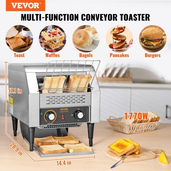 Cooking Equipment | Commercial Conveyor Toaster, 300 Slices/Hour Conveyor Belt Toaster, Heavy Duty Stainless Steel Commercial Toaster Oven, Electric  Restaurant Commercial Toaster for Toast Bun, Bagel, Bread Cooking Equipment Cooking Equipment