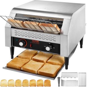 Cooking Equipment | Commercial Conveyor Toaster, 450 Slices/Hour Conveyor Belt Toaster, Heavy Duty Stainless Steel Commercial Toaster Oven, Electric Restaurant Commercial Toaster for Toast Bun, Bagel, Bread Cooking Equipment Cooking Equipment