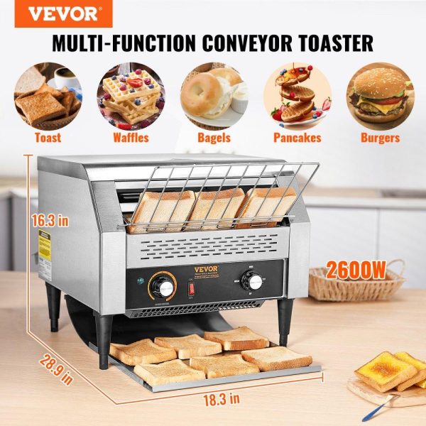 Cooking Equipment | Commercial Conveyor Toaster, 450 Slices/Hour Conveyor Belt Toaster, Heavy Duty Stainless Steel Commercial Toaster Oven, Electric Restaurant Commercial Toaster for Toast Bun, Bagel, Bread Cooking Equipment Cooking Equipment