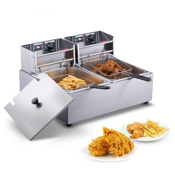 Cooking Equipment | Commercial Electric Deep Fryer Countertop Deep Fryer Dual Detachable Tanks Cooking Equipment Cooking Equipment