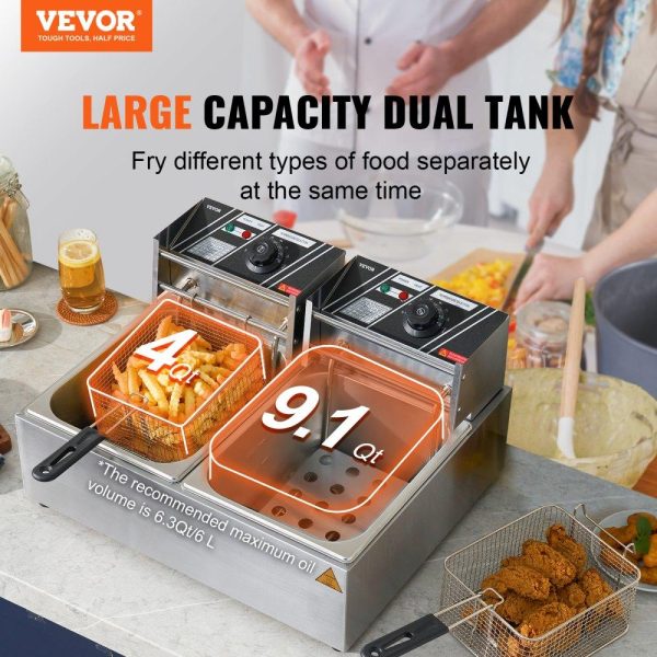 Cooking Equipment | Commercial Electric Deep Fryer Countertop Deep Fryer Dual Detachable Tanks Cooking Equipment Cooking Equipment