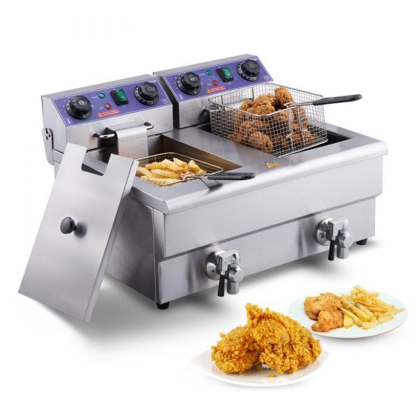 Cooking Equipment | Commercial Electric Deep Fryer Countertop Deep Fryer with Dual Tanks 3000W Cooking Equipment Cooking Equipment