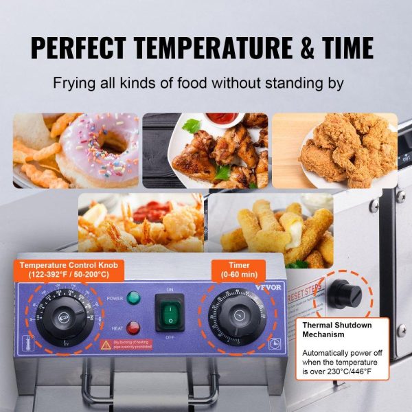 Cooking Equipment | Commercial Electric Deep Fryer Countertop Deep Fryer with Dual Tanks 3000W Cooking Equipment Cooking Equipment