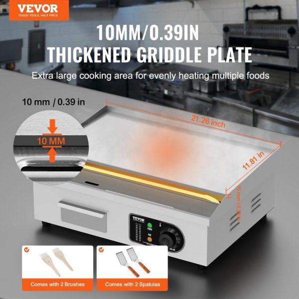 Cooking Equipment | Commercial Electric Griddle 3200 W Countertop Flat Top Grill 122℉-572℉ Cooking Equipment Cooking Equipment