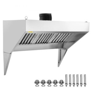 Cooking Equipment | Commercial Exhaust Hood, 6FT Food Truck Hood Exhaust, 201 Stainless Steel Concession Trailer Hood with 3 Detachable U-shaped Grid Oil Filter Mesh, Rust Resistant Vent Hood for Kitchen Restaurant Cooking Equipment Cooking Equipment