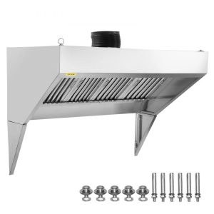 Cooking Equipment | Commercial Exhaust Hood, 9FT Food Truck Hood Exhaust, 201 Stainless Steel Concession Trailer Hood with 4 Detachable U-shaped Grid Oil Filter Mesh, Rust Resistant Vent Hood for Kitchen Restaurant Cooking Equipment Cooking Equipment