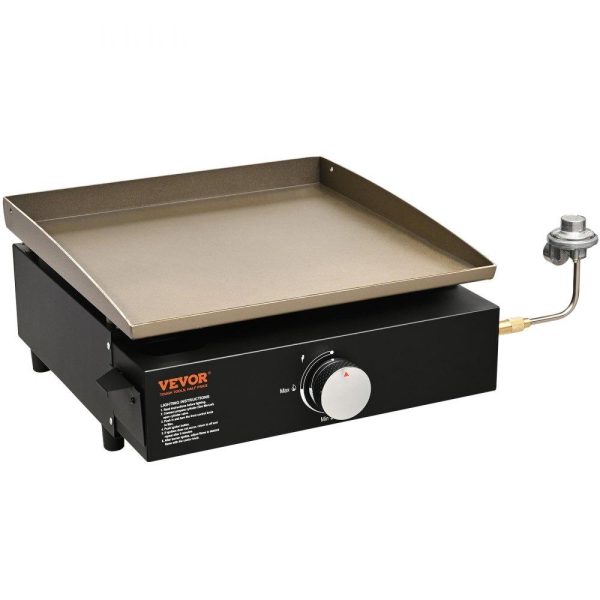 Cooking Equipment | Commercial Griddle, 16.9″ Heavy Duty Manual Flat Top Griddle, Countertop Gas Grill with Non-Stick Cooking Plate, Steel LPG Gas Griddle, 1-Burner Restaurant Portable Grill –  13,000 BTU Cooking Equipment Cooking Equipment