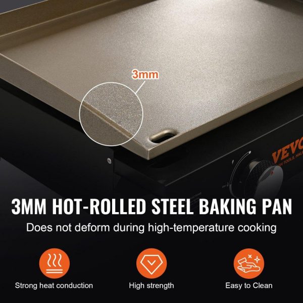 Cooking Equipment | Commercial Griddle, 22.4″ Heavy Duty Manual Flat Top Griddle, Countertop Gas Grill with Non-Stick Cooking Plate, Steel LPG Gas Griddle, H-Shaped Burner Restaurant Portable Grill, 22,000 BTU Cooking Equipment Cooking Equipment