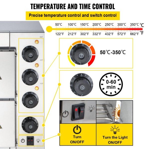 Cooking Equipment | Commercial Pizza Oven Countertop, 14″ Double Deck Layer, 110V 1950W Stainless Steel Electric Pizza Oven with Stone and Shelf, Multipurpose Indoor Pizza Maker for Restaurant Home Pretzels Baked Cooking Equipment Cooking Equipment