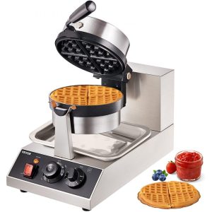 Cooking Equipment | Commerical Round Waffle Maker 1300W Rotatable Non-Stick Waffle Iron 120V Cooking Equipment Cooking Equipment