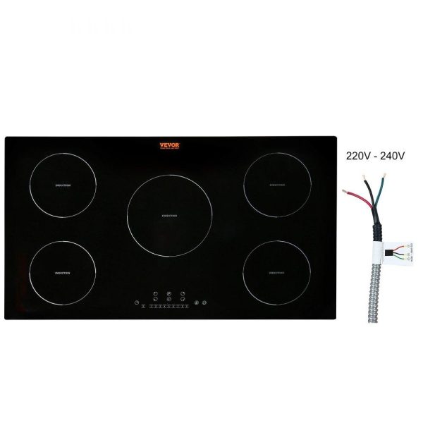 Cooking Equipment | Electric Cooktop, 5 Burners, 36” Induction Stove Top, Built-in Magnetic Cooktop 9200W, 9 Heating Level Multifunctional Burner, LED Touch Screen w/ Child Lock & Over-Temperature Protection Cooking Equipment Cooking Equipment