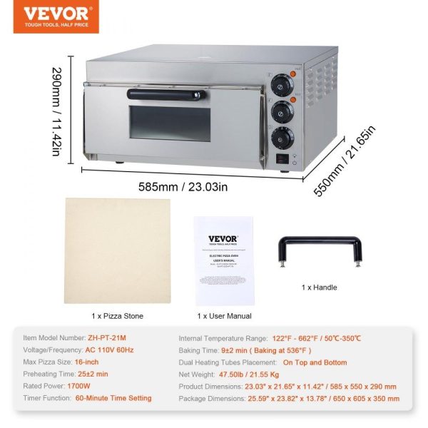 Cooking Equipment | Electric Countertop Pizza Oven 16-inch 1700W with Adjustable Temp and Time Cooking Equipment Cooking Equipment